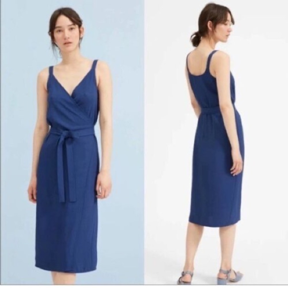 Everlane Japanese go weave midi dress blue 6